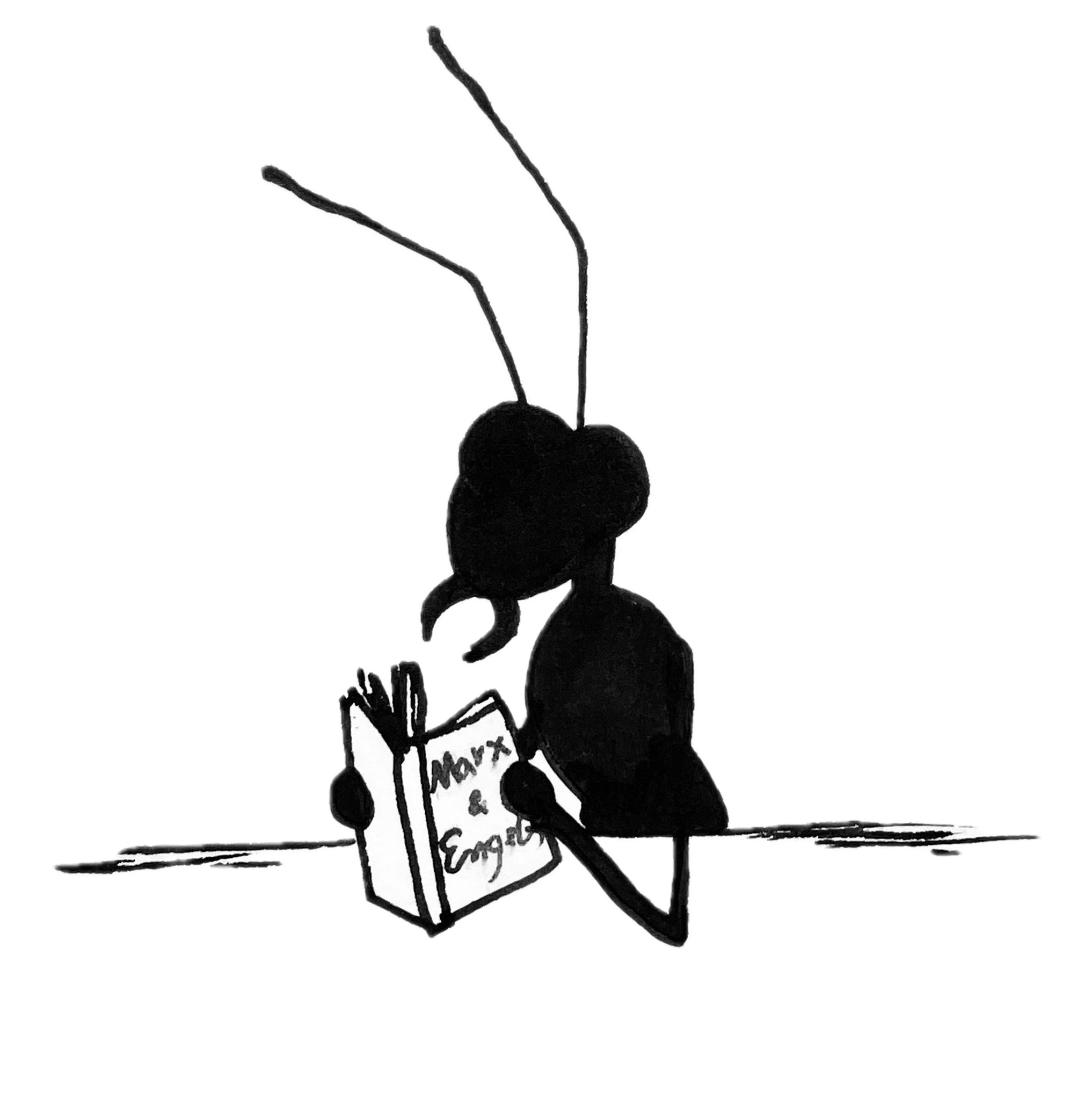 Ant holding book